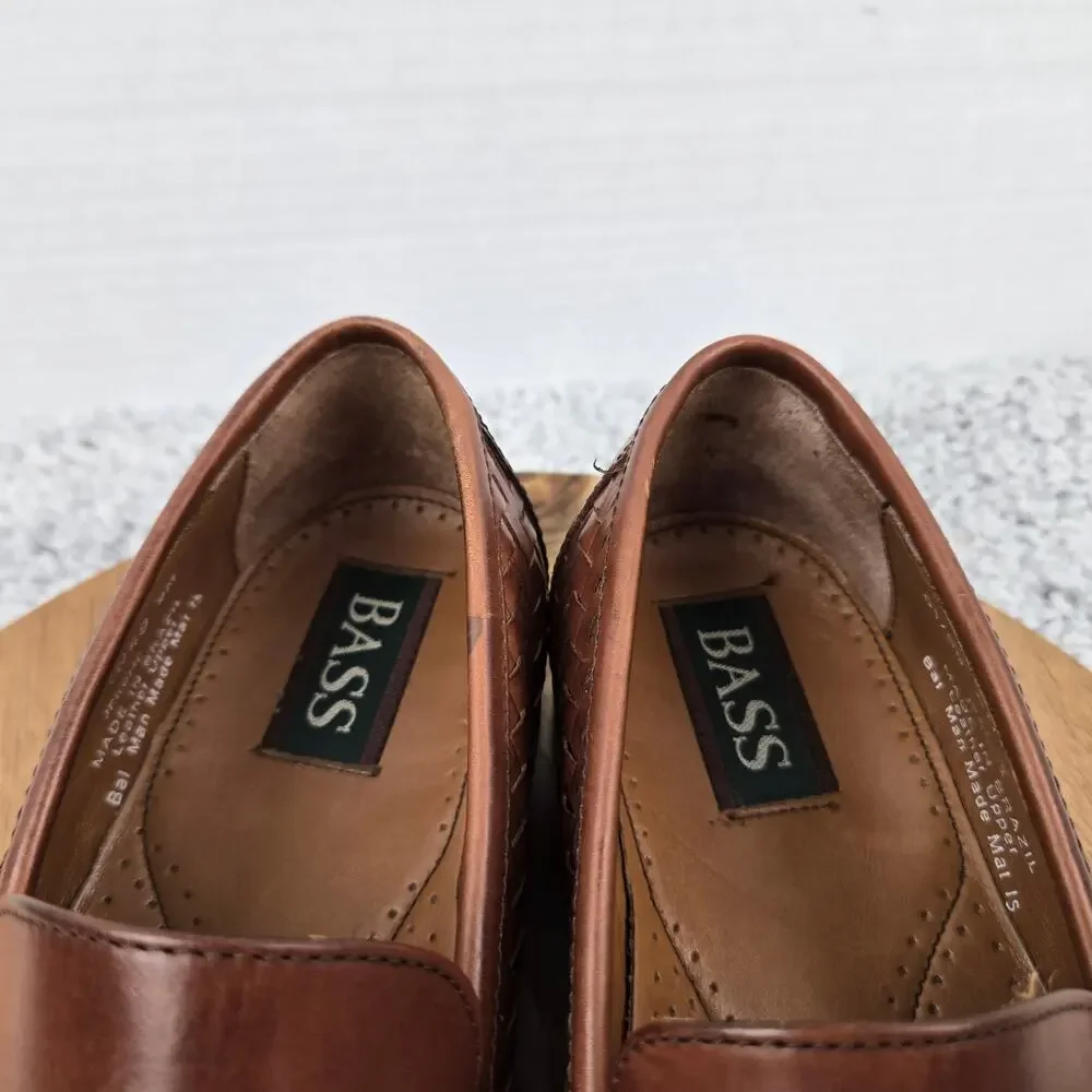 G.H. Bass Mens 9M Jerome Brown Woven Leather Casual Daily Office Tasseled Loafer